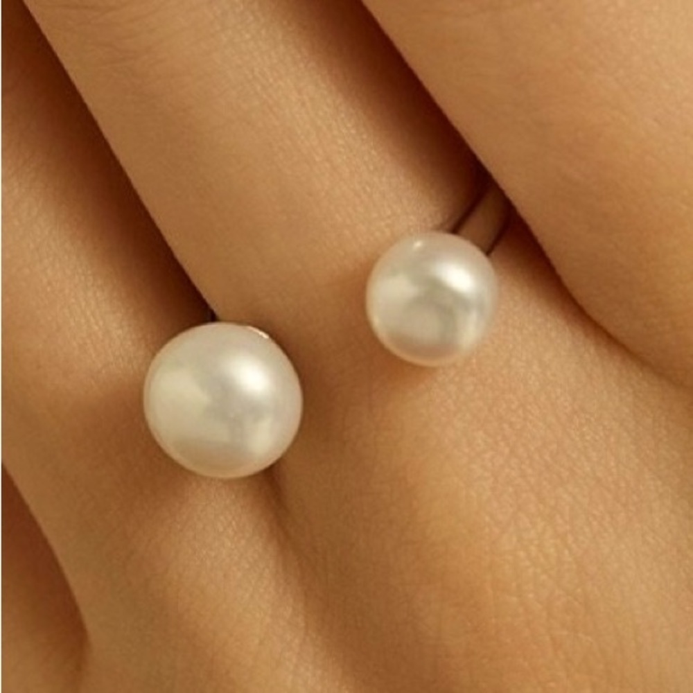 DOUBLE PEARL STERLING SILVER RING - Picture 4 of 6